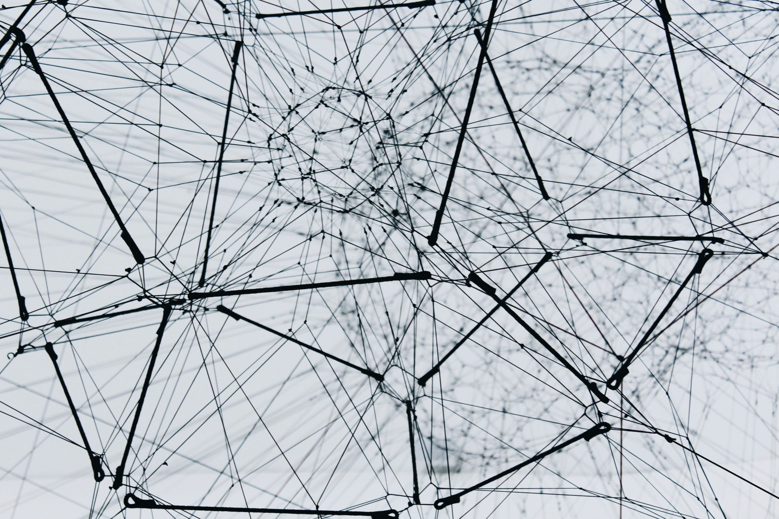 Network of various topics interconnected with each other by thinner and thicker black lines - Photo by Alina Grubnyak on Unsplash